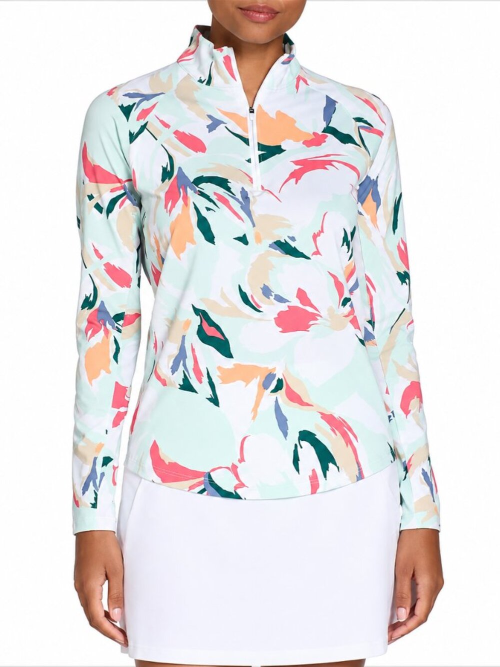Walter Hagen Performance 11 Women’s XS Floral 1/4 Zip Golf Pullover UPF 50+ NWT
